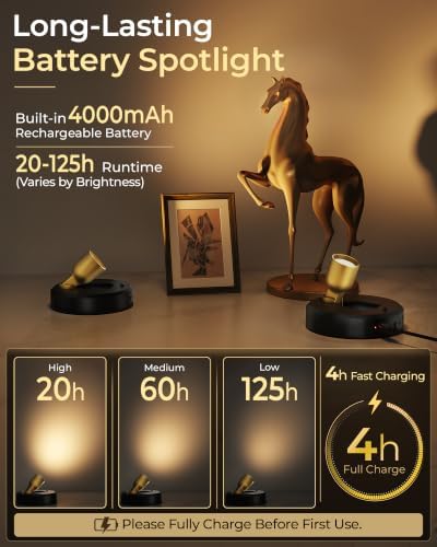 EZVALO 3-Pack Spotlight Indoor, Rechargeable Battery Picture Lights, Wireless - Image 3