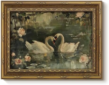 InSimSea Vintage Swan Wall Art, Romantic Animal Painting Picture, 8x10 Inch by InSimSeaArt