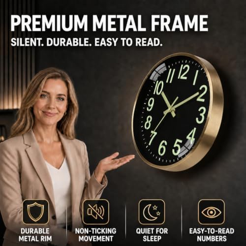 Wall Clock 12 inches, Accurate time, Metal Frame - Image 3