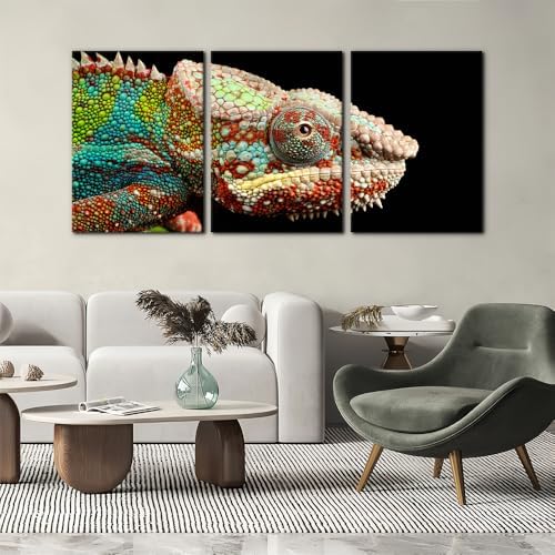 Pacimo Canvas Print Wall Art Set Chameleon Nature Photography Animals Realism - Image 2
