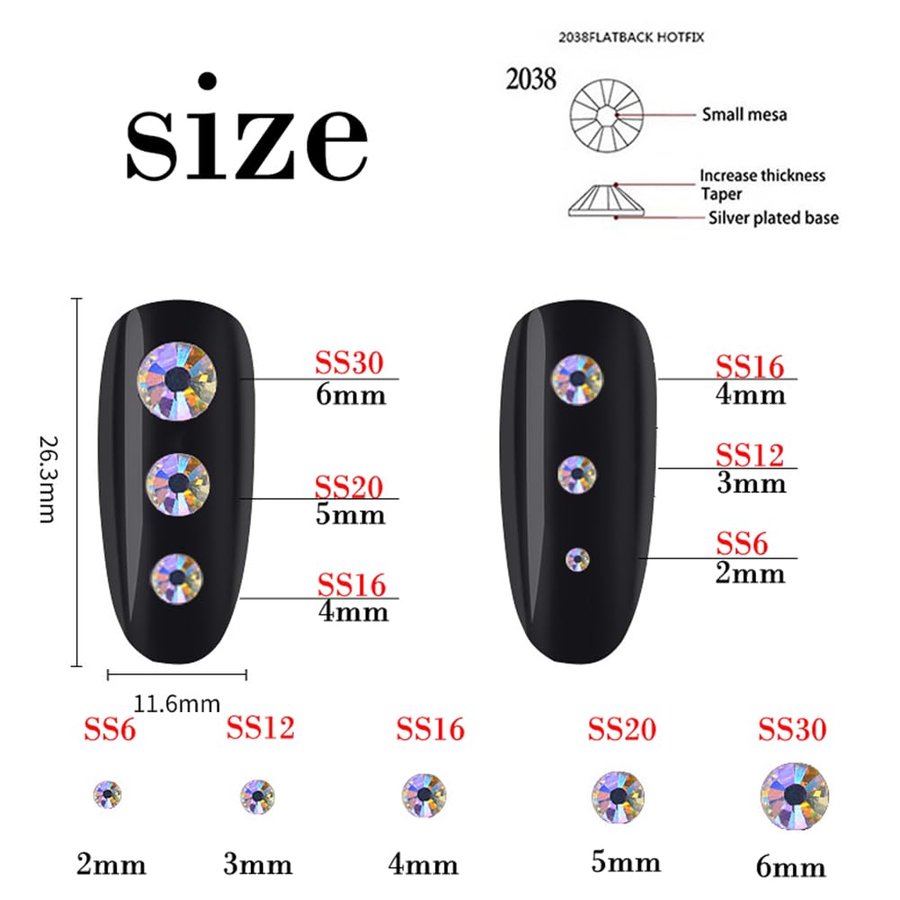500 Pieces SS30 6mm Flatback Rhinestones Clear Glass Round Gems Crystals for Nail Art DIY Crafts Clothes Shoes Bags （Aqua Blue）