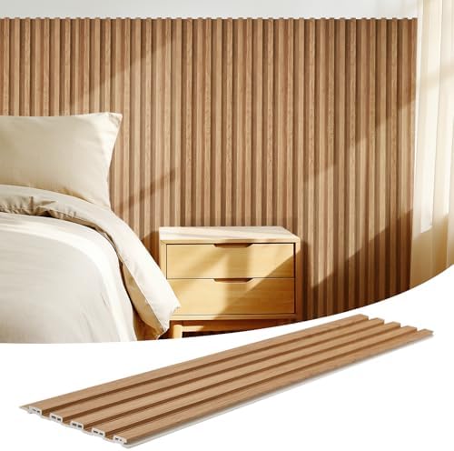WPC Slat Wall Panels 16 Pack 48" x 6", Waterproof Fluted Wall Paneling by LARWORKS
