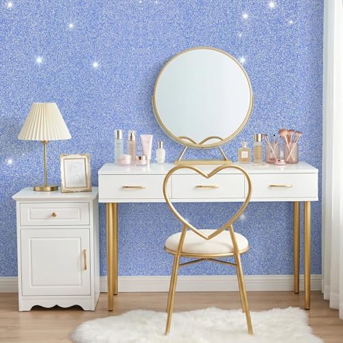 VEELIKE Sparkly Periwinkle Blue Glitter Wallpaper Peel and Stick Iridescent - Image 3