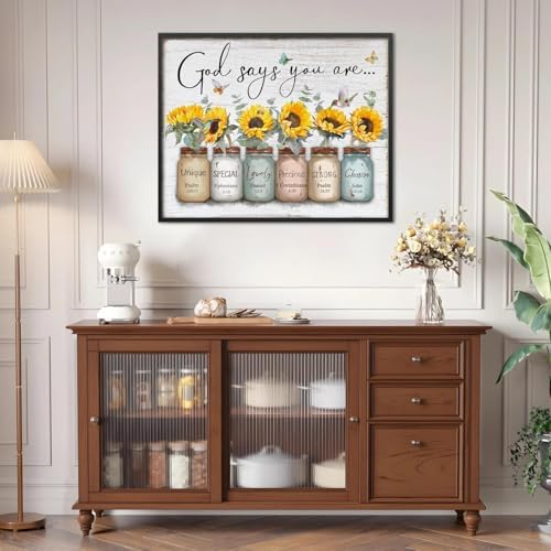 Inspirational Bible Verse Wall Art: God Says You Are Wall Sayings Sunflower in - Image 2