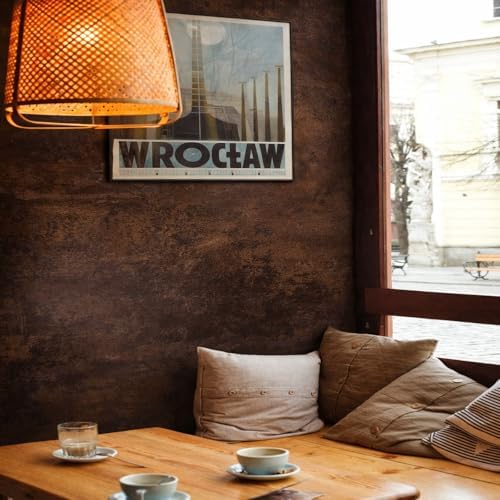 Bumoo Brown Peel and Stick Limewash Wallpaper 16'' x 590'' Coffee Concrete - Image 4