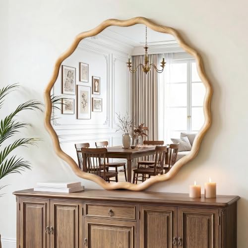 FICTOR Round Wood Wall Mirror - Image 5