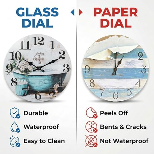 10 Inch Bathroom Wall Clock Rustic Waterproof Glass Wall Clock - Image 2