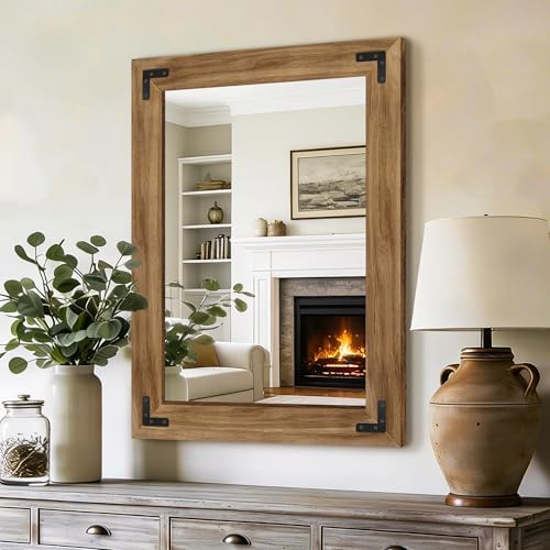 AMOISE Farmhouse Bathroom Vanity Mirror 32"x24" Vintage Rustic Wall Mirror by AMOISE