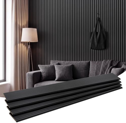 Amsleekey 4-Pack 94.5″x12.6″ Acoustic Wood Slat Wall Panels, 8 Hooks by Amsleekey