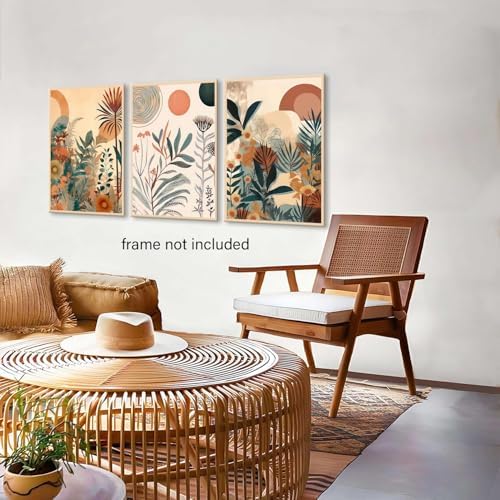 LYPHNX Boho Burnt Orange Botanical Floral Canvas Wall Art Abstract Terracotta - Image 2