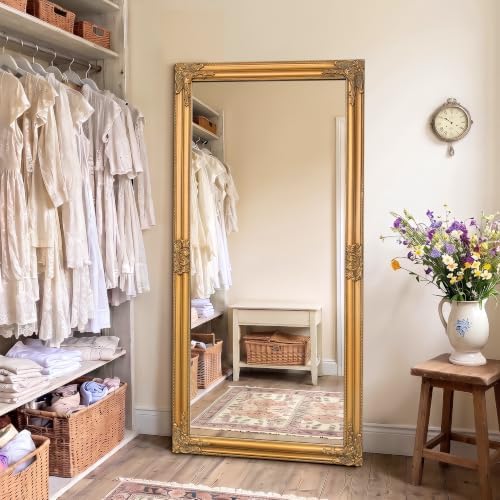 TRAHOME Vintage Full Length Mirror, 55”x28” Gold Antique Baroque Mirror - Image 5