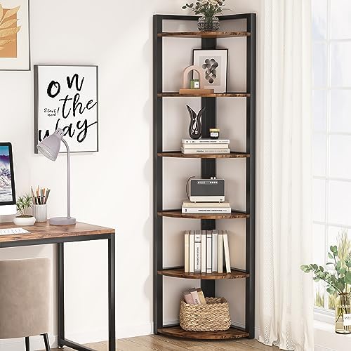 Tribesigns 6 Tier Corner Shelf, 70.9 Inch Tall Corner Bookshelf Small Bookcase - Image 4