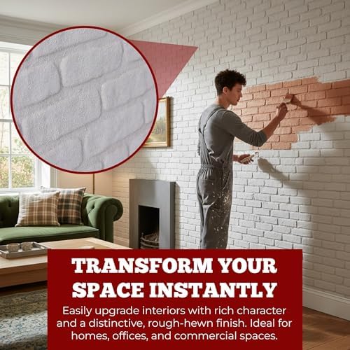 K&B Panels 3D Wall Panels, Rustic Brick Effect Styrofoam Wall Panelling Kit - Image 2