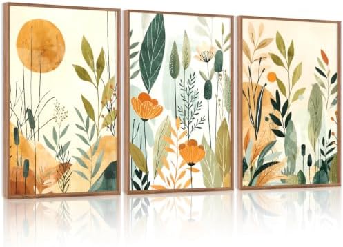 CHDITB Framed Boho Floral Botanical Wall Art Wildflower Poster 24”x36” x3 by CHDITB