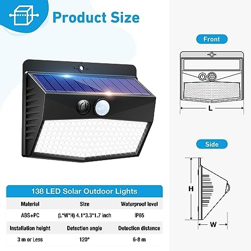 Peasur 6 Pack Solar Motion Sensor Lights Outdoor Waterproof - Image 5
