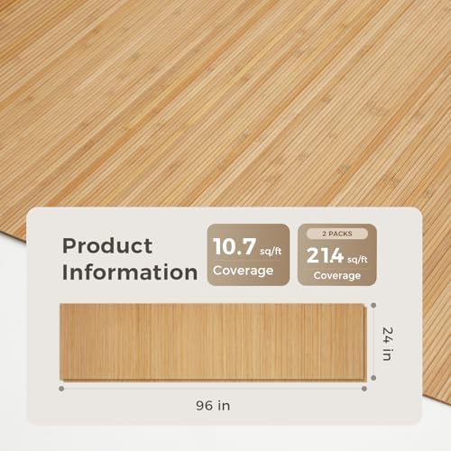 OUZUGIE 2 Pack 96x24 Inch Natural Bamboo Wall Panel - Image 2