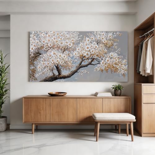 Modern Elegant White Flower Tree Of Life Wall Art - Image 2
