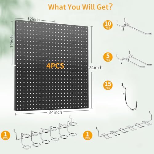 Peg Board, 4 Pack Metal Pegboard Kit, Peg Board - Image 2