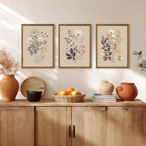 AVECCO 3 Piece Sage Eucalyptus Botanical Framed Canvas Wall Art 12x16 in - Image 3