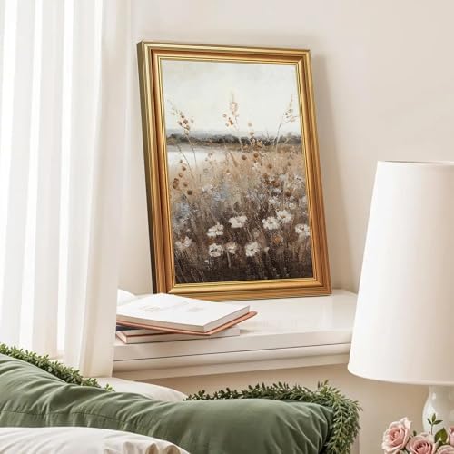 EJPFOGV Vintage Wildflower Meadow Landscape Framed Canvas Wall Art 12x16 in - Image 5