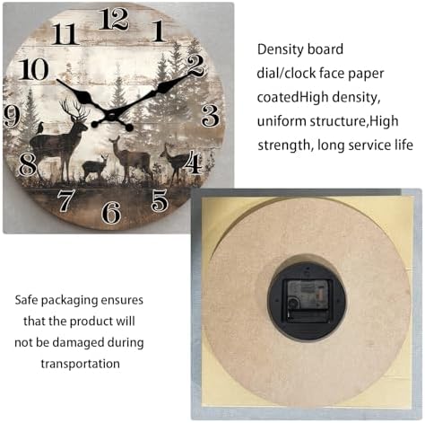 XNM Small Vintage Deer Forest Wall Clock Battery Operated 10 Inch - Image 6