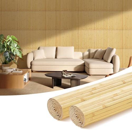 OUZUGIE 2 Pack 96x24 Inch Natural Bamboo Wall Panel by OUZUGIE