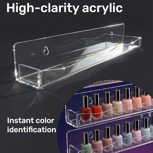 YMVV 15" Nail Polish Rack, 6 Pack Clear Acrylic Wall Organizer - Image 4