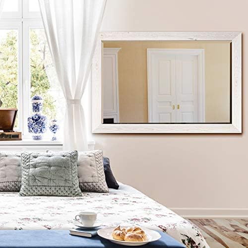 Renditions Gallery Rectangular Brite White Wood Framed Body Mirror Verticle Or - Image 3