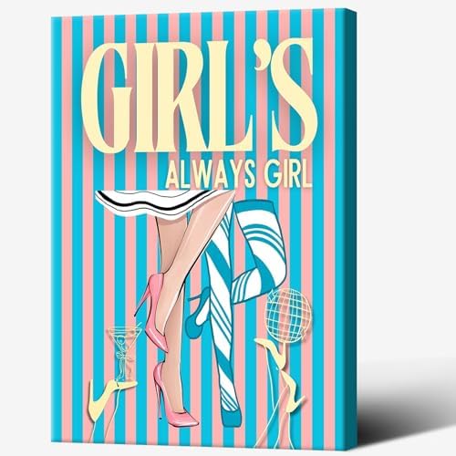 Trendy Always Girls High Heels Poster Funny Cocktail Disco Ball Canvas Wall Art by Unknown