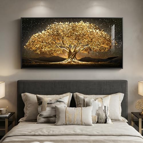 Large Framed Black and Gold Tree of Life Wall Art - Image 4