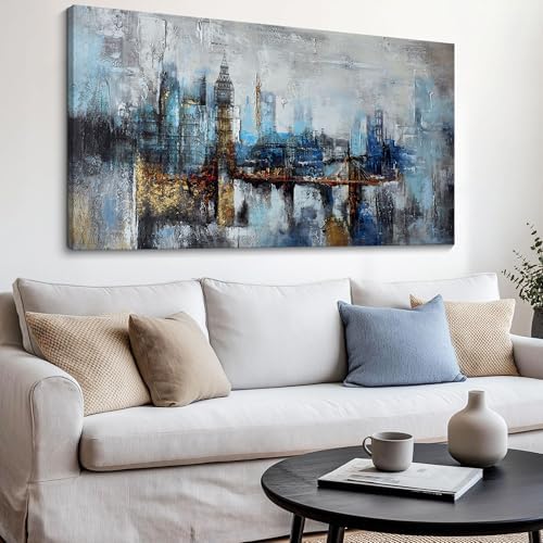 Pogusmavi Large Wall Art for Bedroom Abstract City View Canvas Art Modern Home - Image 5