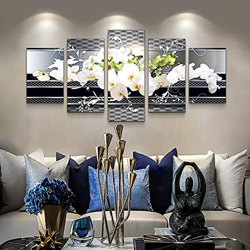 5 Piece Wall decor Canvas art for living room Picture Butterfly Orchid Flowers - Image 3