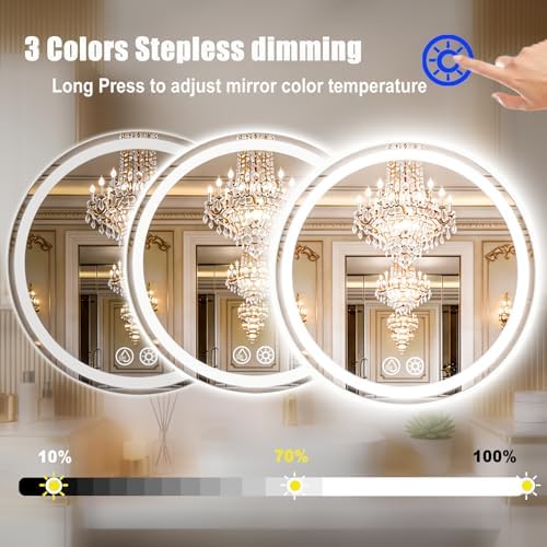 LTFUUAI 28" Round LED Bathroom Mirror - Image 4