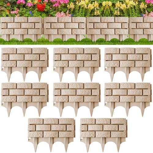Landical 8 Pcs Yellow Faux Stone Garden Fence, Landscape Edging Border by Landical