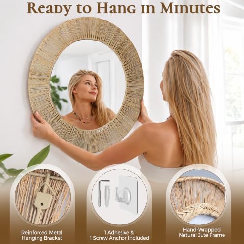 24 Inch Natural Jute Wall Mirror - Image 4