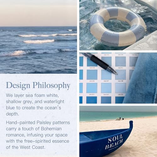 Dimoon Blue Peel and Stick Wallpaper Coastal Contact Paper Bathroom Ocean Beach - Image 4