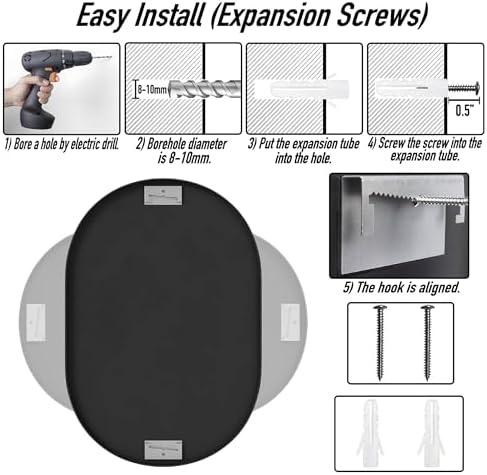 SCWF-GZ 30x20 Runway Mirror Round Wall Mounted/Against Wall Black - Image 6