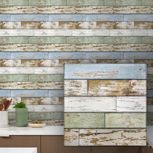 COMSTICKC 3D Faux Wood Wall Sticker Shiplap Peel and Stick by COMSTICKCDECOR