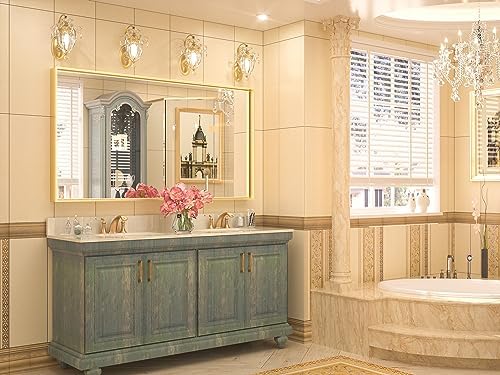 Keonjinn 48x24 Inch Gold Bathroom Mirror - Image 2