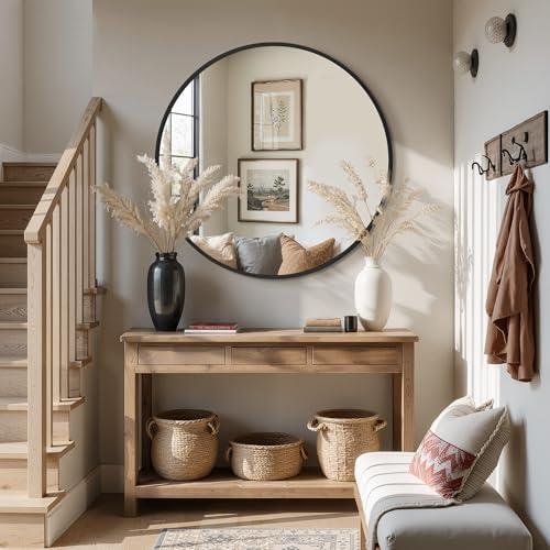 TRAHOME Black Round Bathroom Mirror, 2 Pack 30” Vanity Circle Wall Mirror - Image 5