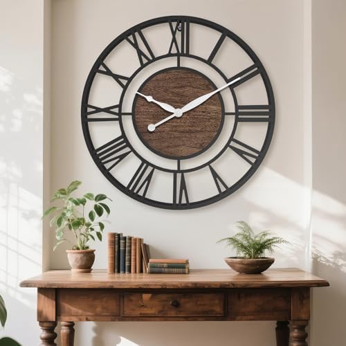 16 Inch Black Roman Numerals Large Wall Clock - Image 3