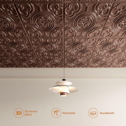 WOWSTAR 12-Pack 24"x24" Drop Ceiling Tiles, Waterproof Glue up Ceiling Panels - Image 5