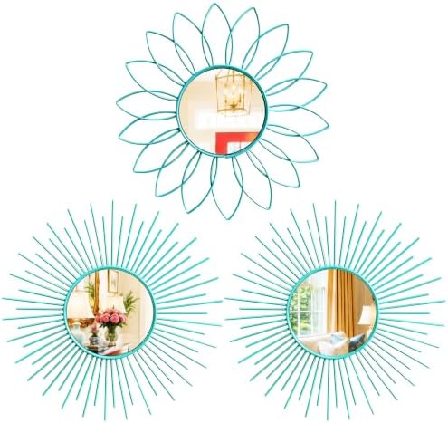 3 Pack Metal Mirrors for Wall Gold Sunburst Wall Mirror Home Decor Wall Art by Uaussi