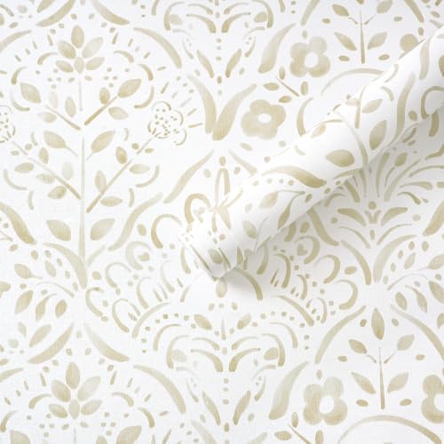 Dimoon Boho Peel and Stick Wallpaper Beige Brown Floral Contact Paper Vintage by DIYYOURMOON
