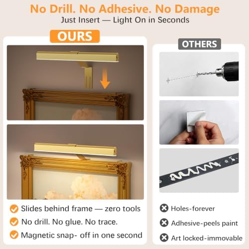 Innovative Insert-Type Picture Light, No-Drill Magnetic Mount - Image 2