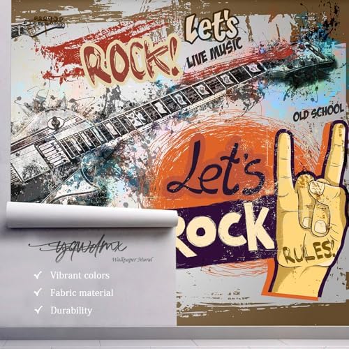YQWDMX -Vintage Graffiti Hand-Painted Wall Bedroom Mural XT17 L 180" x 115" - Image 3