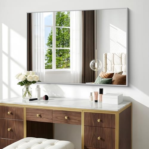 BONEWEI Silver Bathroom Mirror, 30x42 inch Wall Mirror - Image 7