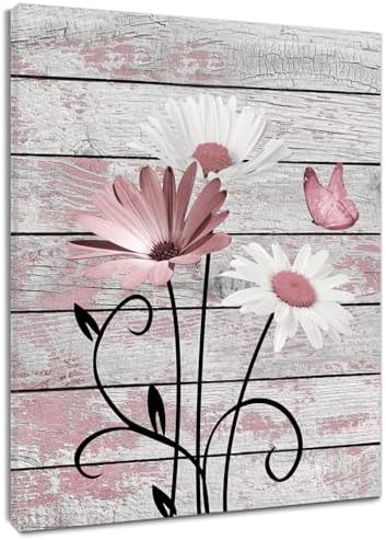 HVEST Farmhouse Pink Floral Wall Art by HVEST
