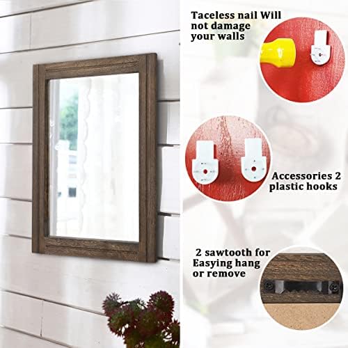 AAZZKANG Rustic Wood Mirror Rectangle Decorative Wall Hanging Mirrors - Image 3
