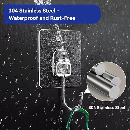 20 Pack Large Sticky Hooks for Hanging Heavy Duty, Wall Hooks Adhesive - Image 4